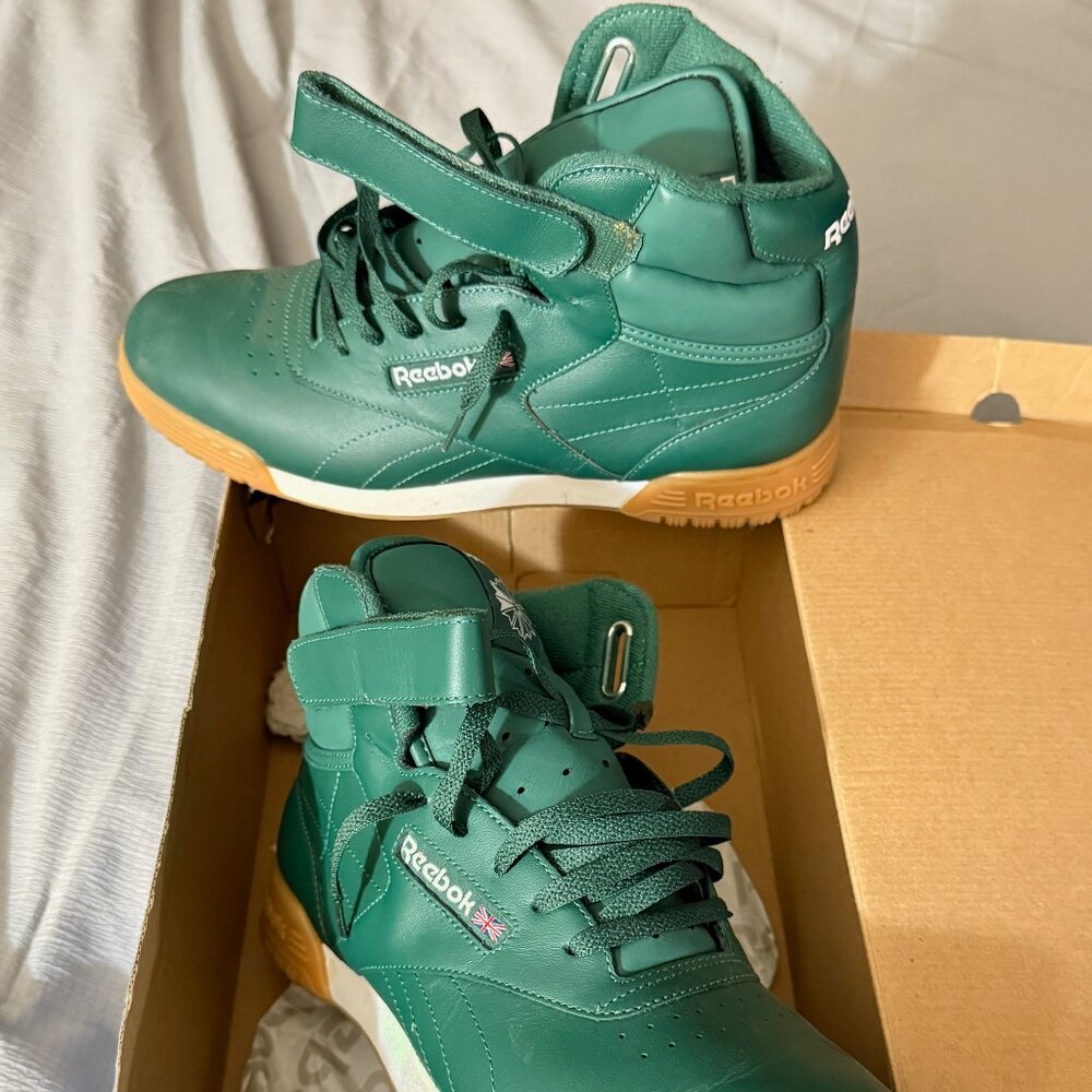Men's Vintage Reebok Old School Exo Fit Hi Tops Green/White/Gum "Very Rare"